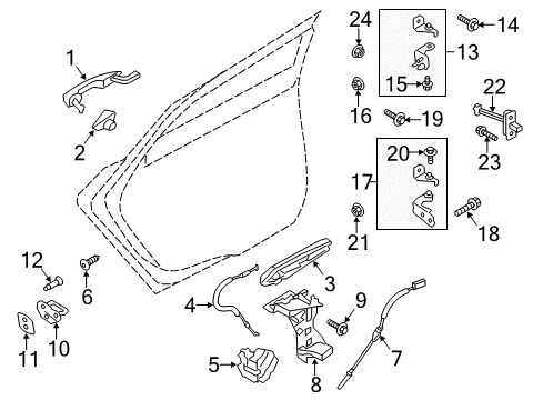 2014 Ford Fusion Rear Door - Lock & Hardware Diagram