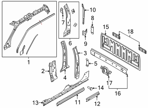 2023 Ford F-150 Back Panel, Hinge Pillar Diagram 1 - Thumbnail
