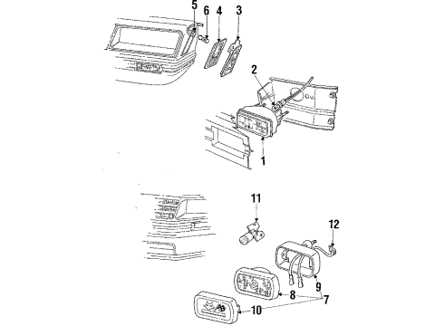 1985 Ford Mustang Exterior Bulbs Diagram for D9ZZ-13466-A