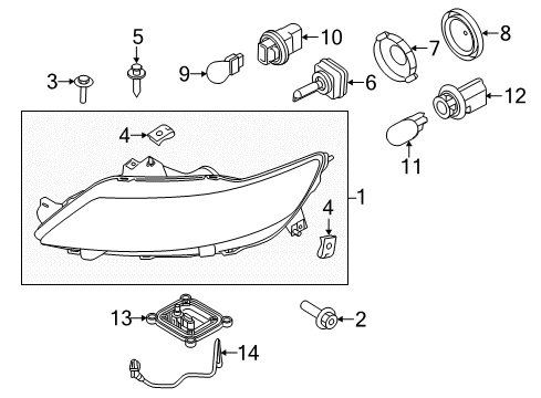 2012 Ford Taurus Signal Lamp Bulb Socket, Front Diagram for 8S4Z-13411-A