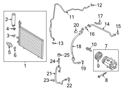 2019 Ford Fiesta A/C Condenser, Compressor & Lines Diagram