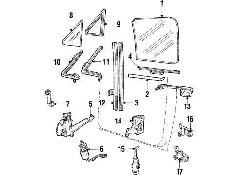 1986 Ford F-250 Glass - Front Door Diagram