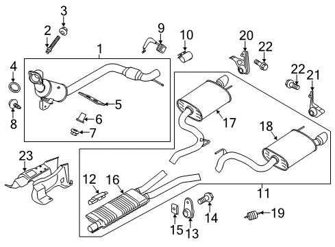 2015 Ford Mustang Rear Muffler, Front Passenger Side Diagram for FR3Z-5230-LA