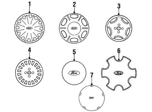 2000 Ford Contour Wheel Covers & Trim Diagram