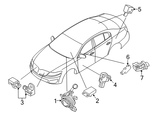 2014 Lincoln MKS Driver Inflator Module, Charcoal Black Diagram for DA5Z-78043B13-AB