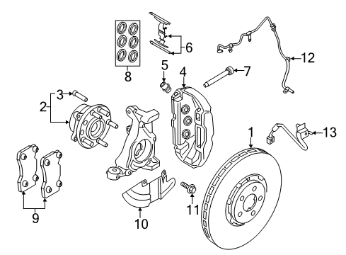2015 Ford Mustang Caliper, Front Passenger Side Diagram for FR3Z-2B120-F