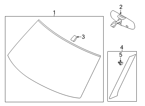2010 Ford Flex Windshield Glass, Reveal Moldings Diagram