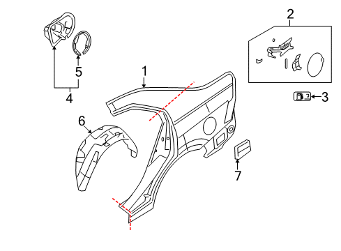 2007 Ford Fusion Quarter Panel & Components Diagram