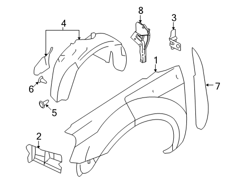 2009 Ford Taurus X Fender & Components Diagram