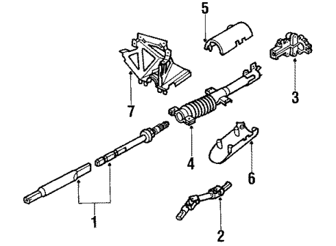 1987 Ford EXP Steering Column & Shroud, Switches & Levers Diagram