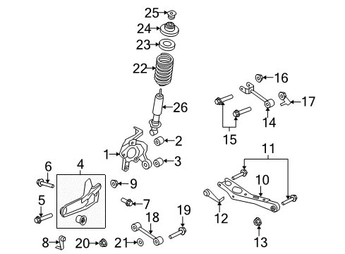2007 Mercury Mountaineer Rear Suspension Components, Lower Control Arm, Stabilizer Bar Diagram 1 - Thumbnail