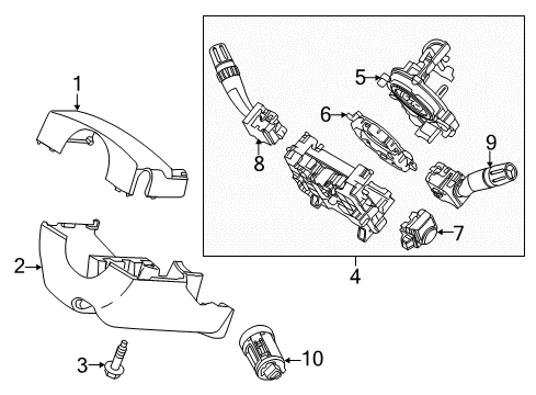 2012 Lincoln MKX Shroud, Switches & Levers Diagram