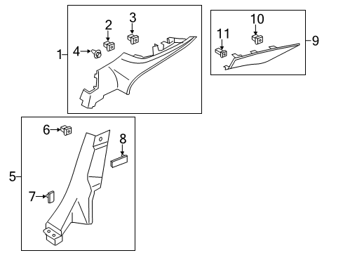 2014 Ford Fusion Interior Trim - Quarter Panels Diagram