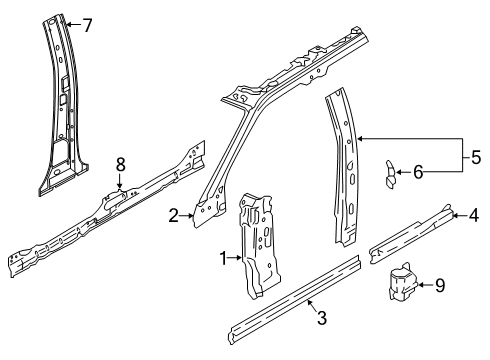 2019 Ford Expedition Center Pillar, Hinge Pillar Diagram
