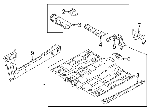 2023 Ford Transit Connect Floor & Rails Diagram 1 - Thumbnail