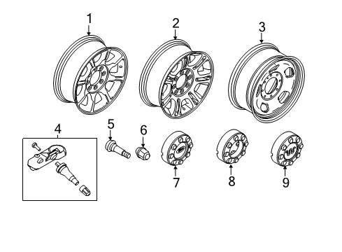 2012 Ford F-250 Super Duty Wheels Diagram 4 - Thumbnail