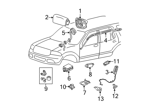 2007 Mercury Mountaineer Air Bag Components Diagram