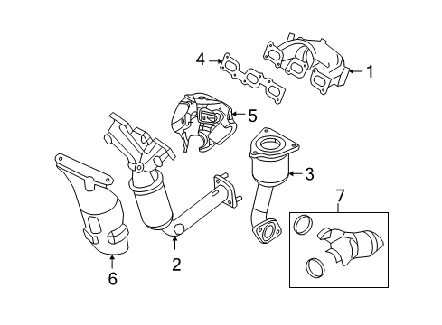 2007 Mercury Milan Exhaust Manifold Diagram for 6E5Z-5G232-A