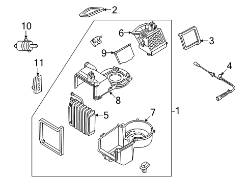 2006 Mercury Mariner Evaporator Assembly Seal Diagram for YL8Z-18594-AA