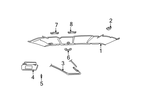 2002 Ford Explorer Sport Trac Sunvisor, Prairie Tan, Driver Side Diagram for F77Z7804105DAA