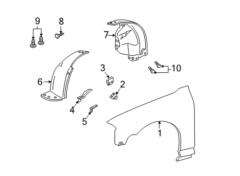 2002 Lincoln LS Fender & Components Diagram