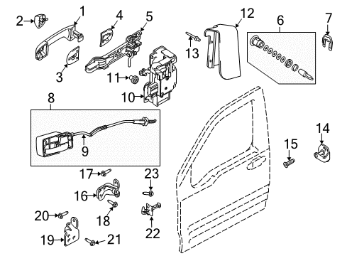 2012 Ford Transit Connect Front Door - Lock & Hardware Diagram