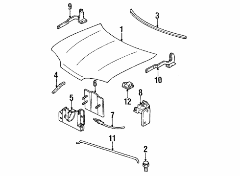 1996 Ford Contour Hinge, Passenger Side Diagram for F5RZ-16796-A
