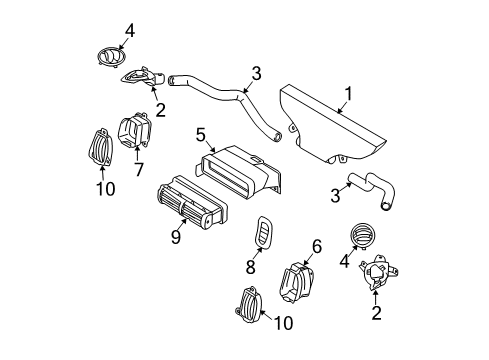 2011 Ford Ranger Defroster Duct, Front Diagram for XL2Z-18490-AA