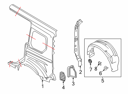 2015 Ford Transit Connect Side Panel & Components Diagram 1 - Thumbnail