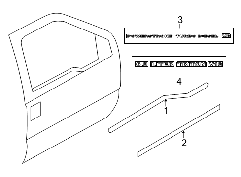 2009 Ford F-250 Super Duty Exterior Trim - Front Door Diagram