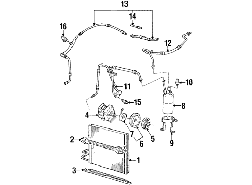 1995 Mercury Mystique A/C Condenser, Compressor & Lines Diagram 1 - Thumbnail