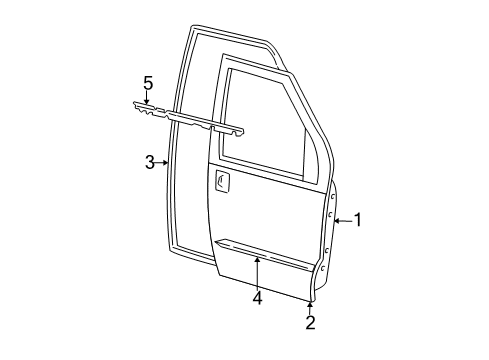 1992 Ford E-150 Econoline Door & Components, Exterior Trim Diagram