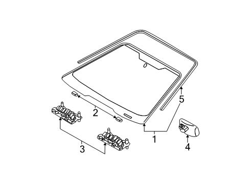 2003 Ford Focus Windshield Glass, Reveal Moldings Diagram