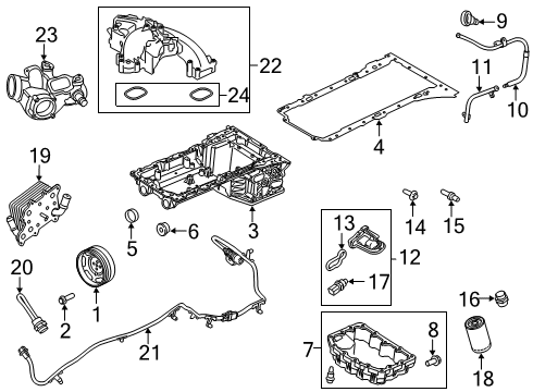 2021 Ford F-250 Super Duty Engine Parts & Mounts, Timing, Lubrication System Diagram 1 - Thumbnail