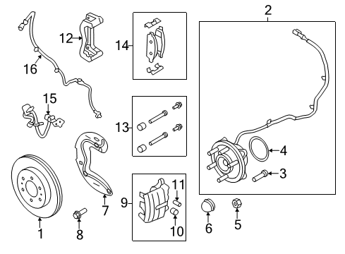 2009 Ford F-150 Hub & Bearing, Front Diagram for 9L3Z-1104-F