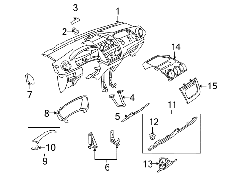 2012 Ford Transit Connect Instrument Panel Components Diagram