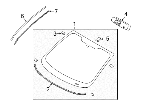 2019 Ford Fiesta Windshield Glass, Reveal Moldings Diagram