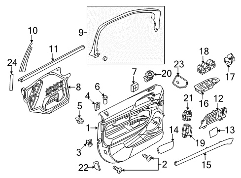 2012 Lincoln MKT Interior Trim - Front Door Diagram