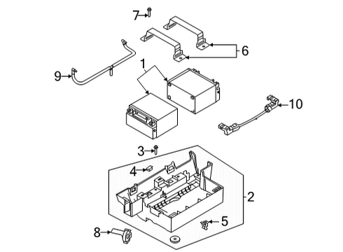 2023 Ford F-150 Battery Tray, Rear Diagram for ML3Z-10732-BA