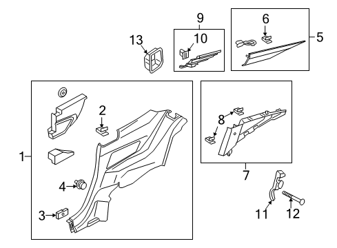 2016 Ford Mustang Coat Hook Screw Diagram for -W505956-S424