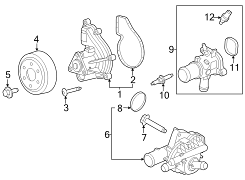2023 Ford Escape Water Pump Assembly Gasket Diagram for PV4Z-8507-A