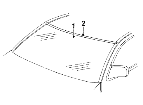 1995 Ford Thunderbird Windshield Glass, Reveal Moldings Diagram
