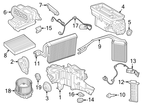 2023 Ford F-250 Super Duty A/C Evaporator & Heater Components Diagram 2 - Thumbnail