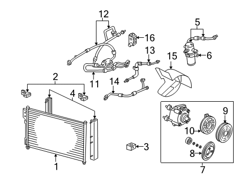 2005 Ford Expedition A/C Condenser, Compressor & Lines Diagram