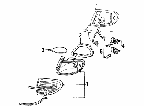 1996 Ford Taurus Tail Lamp Assembly, Rear Passenger Side Diagram for F6DZ13404C