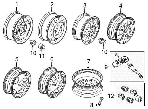 2018 Ford Transit-350 HD Wheel Nut Diagram for ACPZ-1012-A