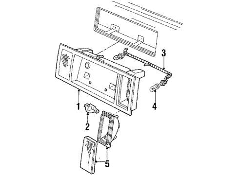 1988 Ford Escort Backup Lamps, License Lamps Diagram 1 - Thumbnail