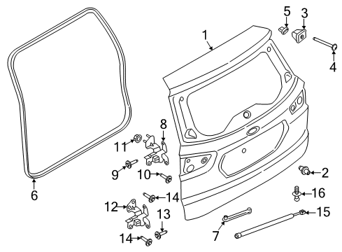 2019 Ford EcoSport Back Door - Door & Components Diagram 2 - Thumbnail