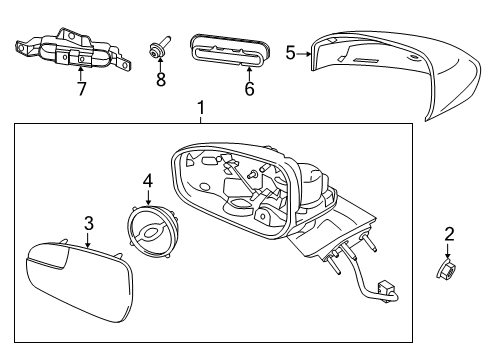 2019 Ford Fusion Mirror Glass, Passenger Side Diagram for DS7Z-17K707-A