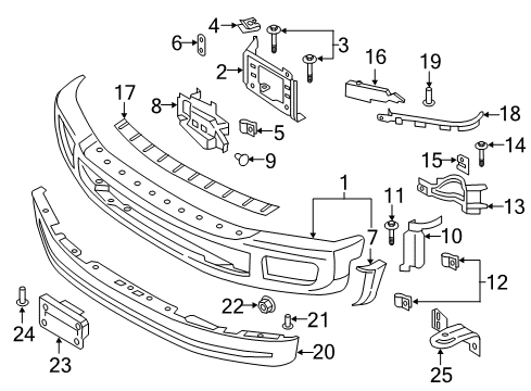 2017 Ford F-250 Super Duty Bumper, Front Diagram for HC3Z-17757-FPTM